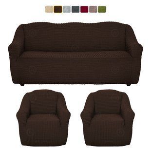 Чохол XXL BIG SIZE на диван та 2 крісла &mdash; Цільний (Шоколад) CH-D11-XXL-DBR//4 фото
