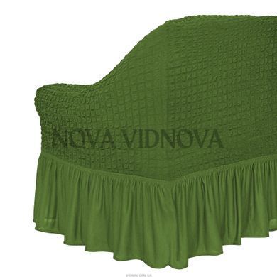 Чохли на диван та 1 крісло &mdash; Оборка (Зелений-507) CH-D+1-OB-302-Green//4 фото