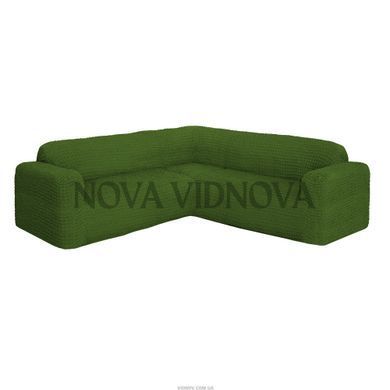 Чехол на угловой диван и 1 кресло &mdash; Цельный (Зеленый) CH-UG+1-305-Green//4 фото