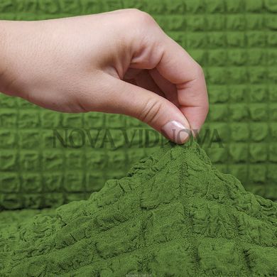 Чохол на кутовий диван та 1 крісло &mdash; Оборка (Зелений) CH-UG+1-OB-205-Green//4 фото