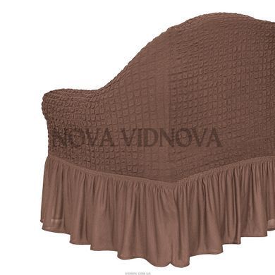 Чехол XXL BIG SIZE на диван &mdash; Оборка (Кофе с молоком) CH-D-OB-102-BR-XXL//4 фото