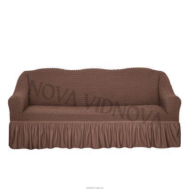 Чехол XXL BIG SIZE на диван &mdash; Оборка (Кофе с молоком) CH-D-OB-102-BR-XXL//4 фото