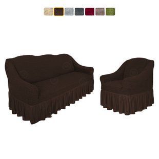 Чохол XXL BIG SIZE на диван та 1 крісло &mdash; Оборка (Шоколад) CH-D+1-OB-XXL-DBR//4 фото