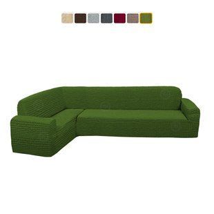 Чехол XXL BIG SIZE на угловой диван &mdash; Цельный (Зеленый) CH-UG-201-XXL-Green//4 фото