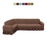 Чохол XXL BIG SIZE на кутовий диван &mdash; Оборка (Кава з молоком-501) CH-UG-OB-108-XXL-BR//4 фото