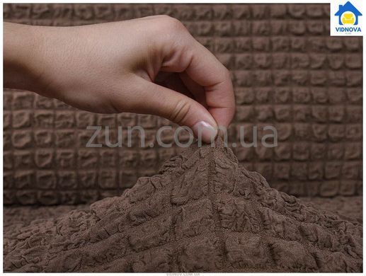 Комплект чохлів XXL на великий диван та 1 крісло З оборкою (Кава з молоком)
