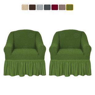 2 шт Комплект чохлів на крісла &mdash; Оборка  (Зелений) CH-KR-OB-050-2ps-GREEN//4 фото